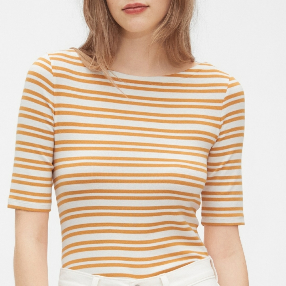 Gap Orange and White Striped Shirt